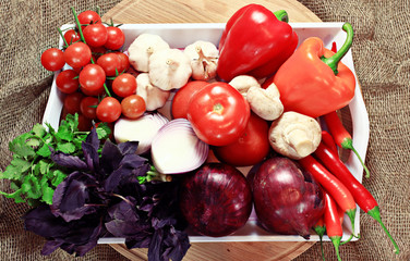 Fresh vegetables on a tray
