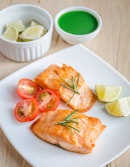 Roasted salmon steak