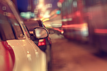 Naklejka premium city ​​car traffic jams night lights