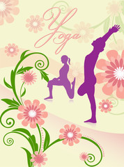 Obraz na płótnie Canvas yoga asana postures with flower Graphic