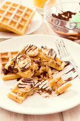 Sweet waffles and chocolate