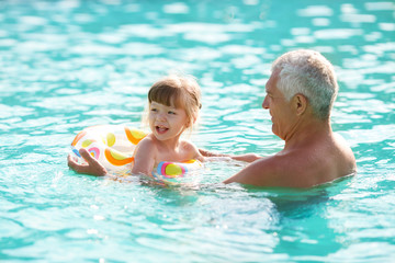swimming in the pool