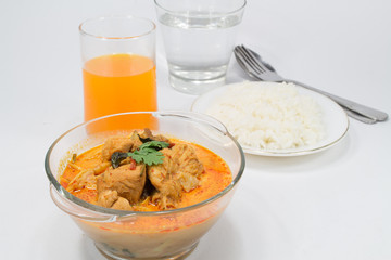 curry chicken with bamboo shoots, thai food.