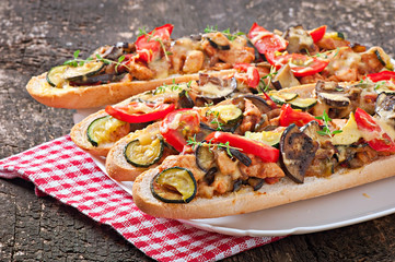 Big sandwich with roasted vegetables 