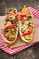 Big sandwich with roasted vegetables 