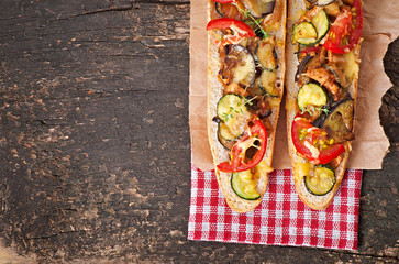 Big sandwich with roasted vegetables 