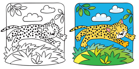 Little cheetah or jaguar coloring book © passengerz