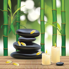 Vector Beautiful Spa Composition With Zen Stones