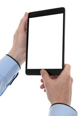 digital tablet in hands