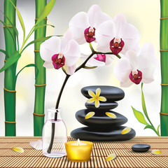 Obraz na płótnie Canvas Vector Beautiful Spa Composition With Zen Stones