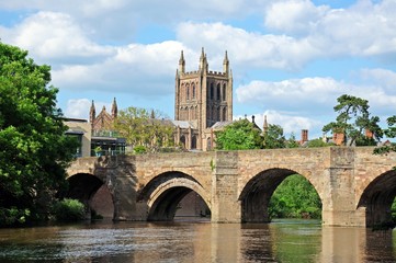 River Wye Bridge and Cathedral, Hereford © Arena Photo UK
