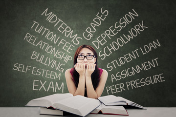 Stressed student with many problems