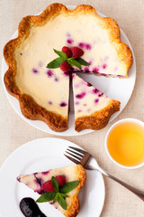 Pie with green tea