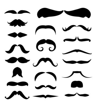 mustache vector icons set