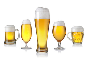 Collection of different beer isolated on white
