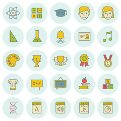 School and education vector icons set.