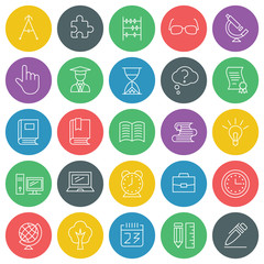 School and education vector icons set. For web site design