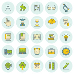 School and education vector icons set. For web site design