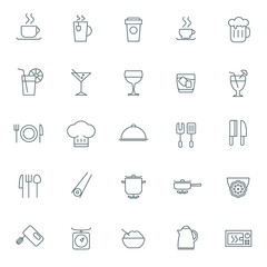 Vector food icons set. For web site design and mobile apps.