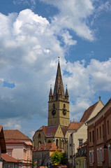 Fototapeta na wymiar The clock tower of the Sibiu - Romania