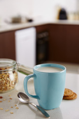 Oatmeal with cup of milk