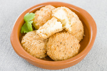 Deep Fried Cheese Balls - Manchego cheese breaded and deep fried