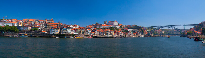 Fototapeta na wymiar Waters of Douro river passing through Porto, Portugal.