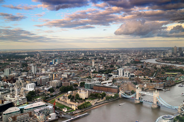 Fototapeta na wymiar Ariel view of Tower bridge and tower of london