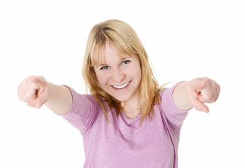 junge Frau jubelt