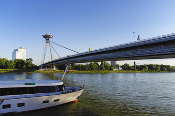 Modern bridge in Bratislava - Capital of Slovak Republic