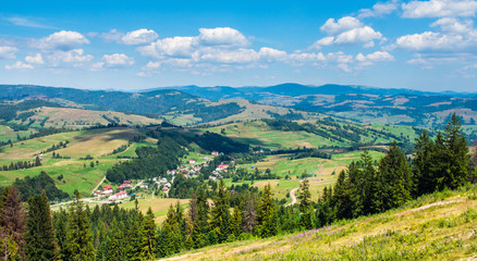 Fototapeta na wymiar Mountain village in the Carpathian.