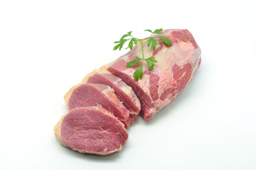 Bottom round roast raw isolated in white