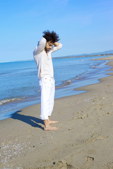 Sad lonely man with broken hear on the beach