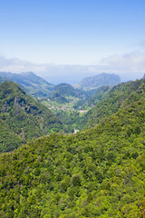 Naklejka na ściany i meble Aerial view of mountains on Madeira island