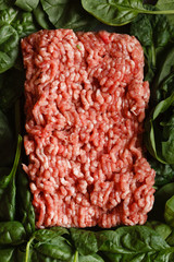 minced meat with spinach