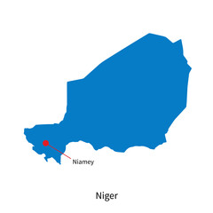 Detailed vector map of Niger and capital city Niamey