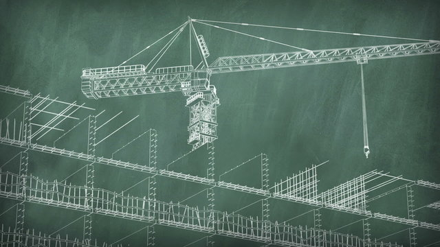 Concept of a building area at school board. time-lapse