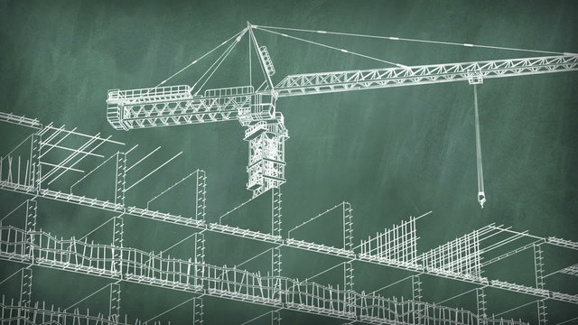 Concept of a building area at school board. time-lapse