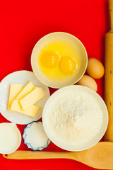 Preparation for baking, bake ingredients.