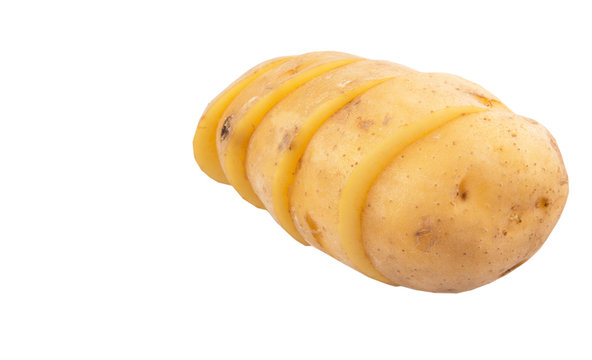 Chopped potato over white background