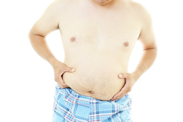 肥満気味の男性のお腹