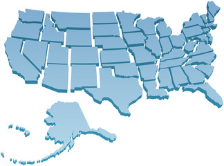 Fototapeta na wymiar US Map separate United States