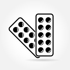 Medicine tablets in blister pack - medical vector icon