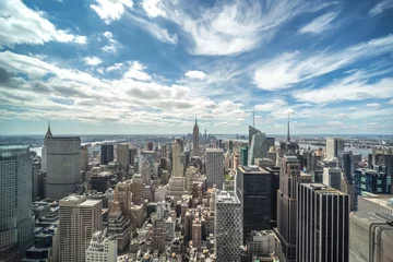 Fotobehang New York City Manhattan midtown buildings skyline view © blvdone