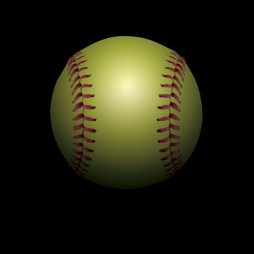 Softball on Black Shadowed Background Illustration