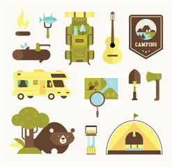 camping vector icons