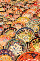 Classical Turkish ceramics in a market bazaar
