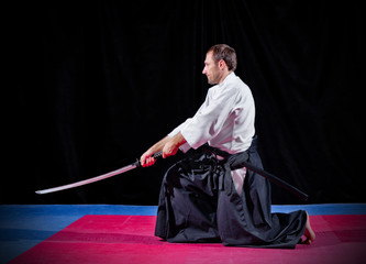 Martial arts fighter with katana