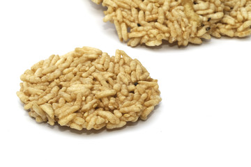 Rice cracker isolated on the white background