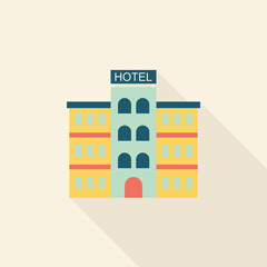 Hotel flat icon with long shadow
